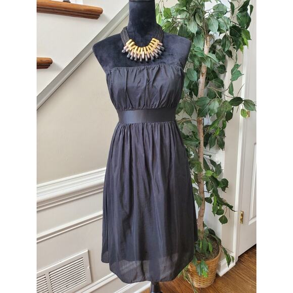 Gap Women's Black Solid Cotton Off The Shoulder Casual Knee Length Dress Size 12 - Picture 11 of 13